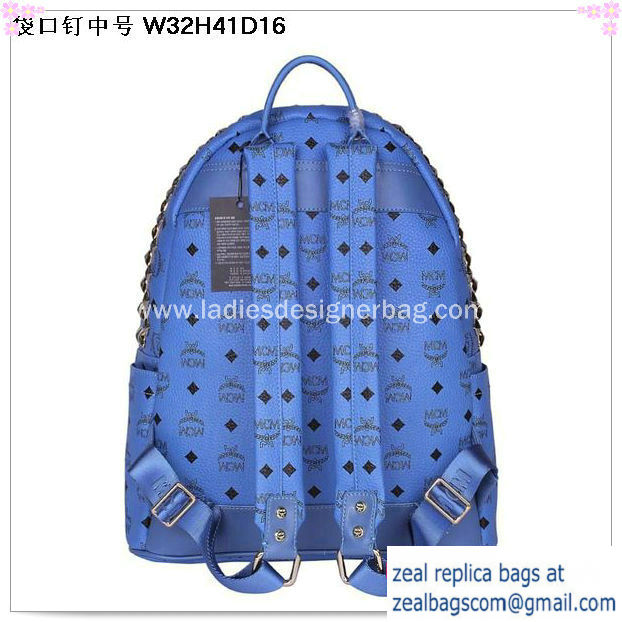 High Quality Replica Hot Sale MCM Medium Top Studs Backpack MC4232 Blue